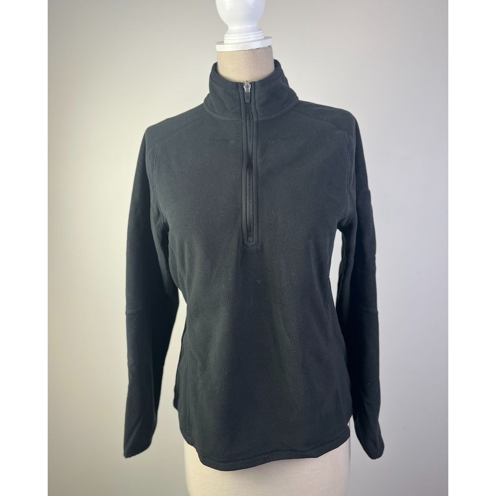 Eddie Bauer Black Fleece Quarter Zip Pullover Sweater Outdoor Athletic Layer L‎